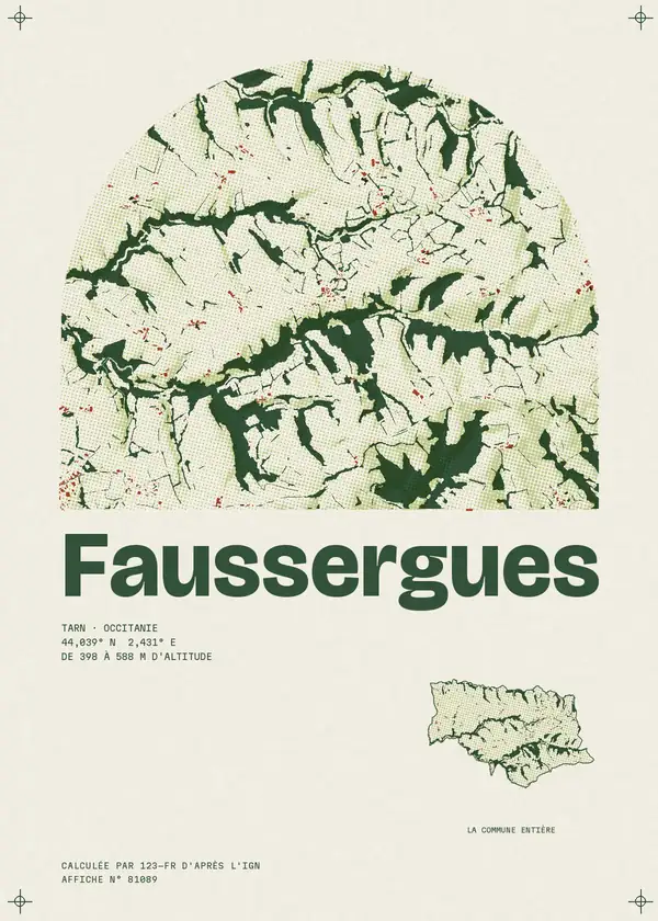 Affiche de Faussergues, calculée par 123-fr d'après l'IGN
