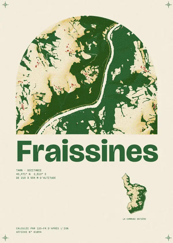 Affiche de Fraissines, calculée par 123-fr d'après l'IGN