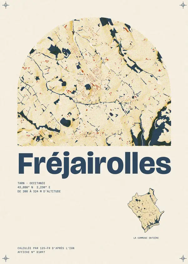 Affiche de Fréjairolles, calculée par 123-fr d'après l'IGN