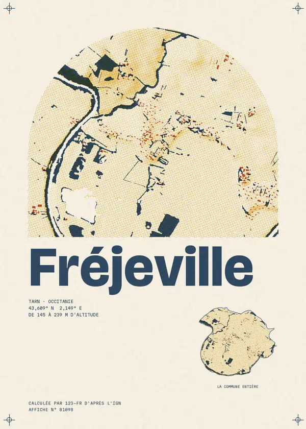 Affiche de Fréjeville, calculée par 123-fr d'après l'IGN