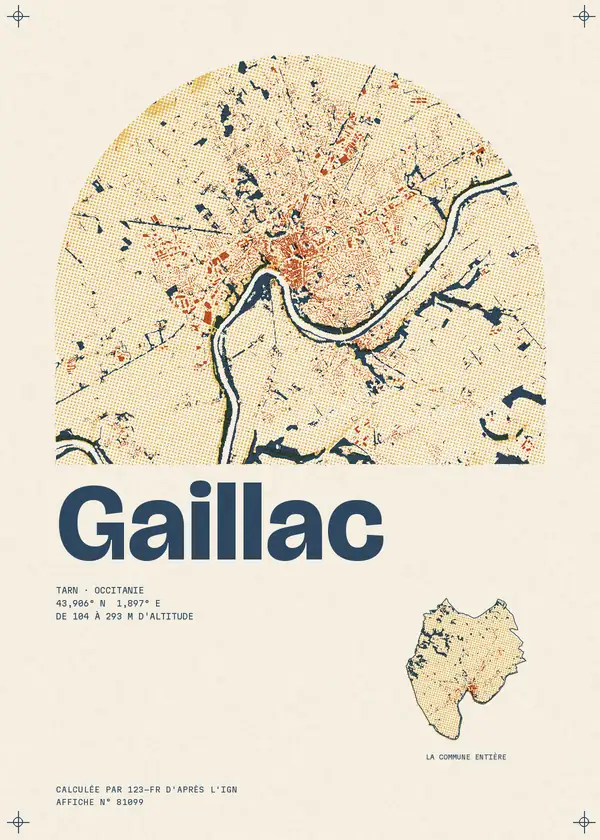 Affiche de Gaillac, calculée par 123-fr d'après l'IGN