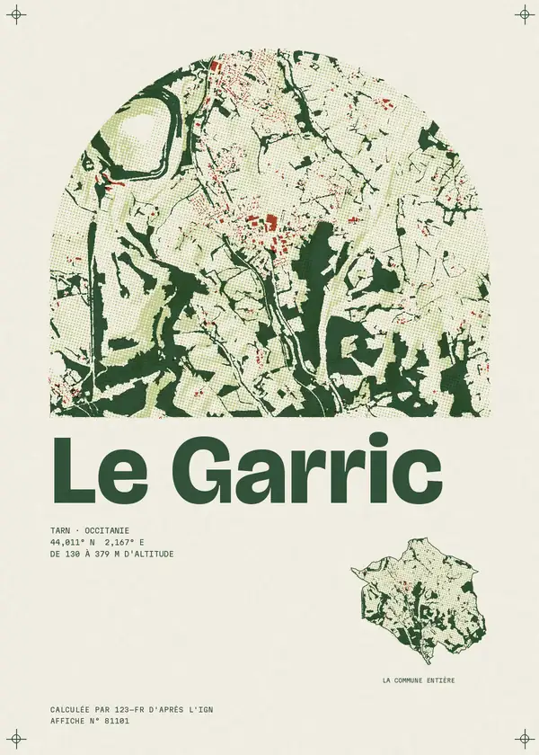 Affiche de Le Garric, calculée par 123-fr d'après l'IGN