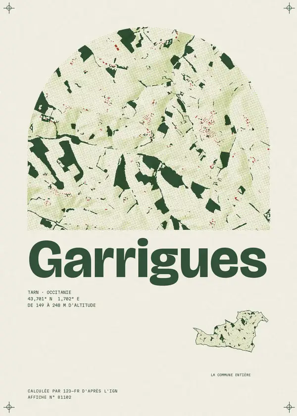 Affiche de Garrigues, calculée par 123-fr d'après l'IGN