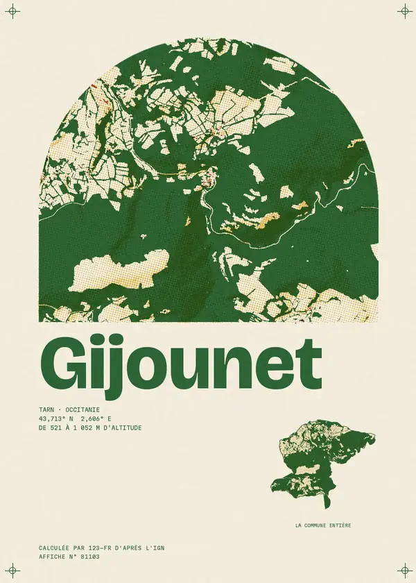 Affiche de Gijounet, calculée par 123-fr d'après l'IGN