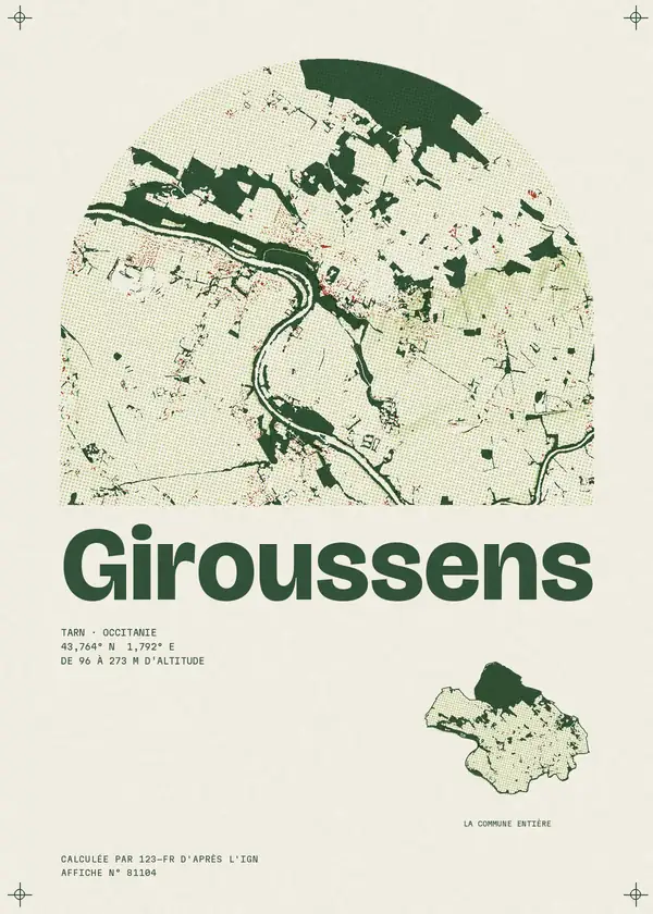 Affiche de Giroussens, calculée par 123-fr d'après l'IGN