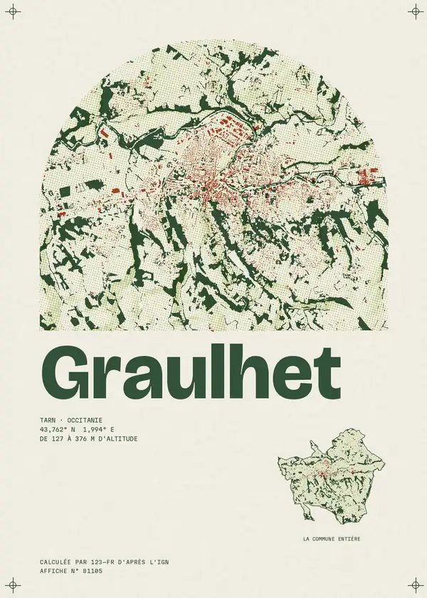 Affiche de Graulhet, calculée par 123-fr d'après l'IGN