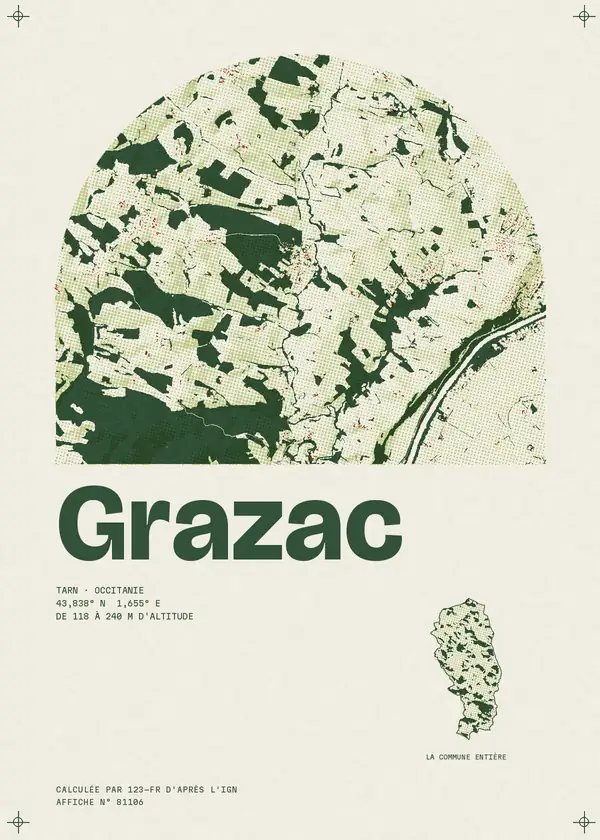 Affiche de Grazac, calculée par 123-fr d'après l'IGN