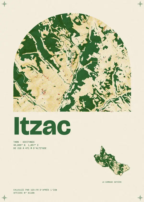 Affiche de Itzac, calculée par 123-fr d'après l'IGN