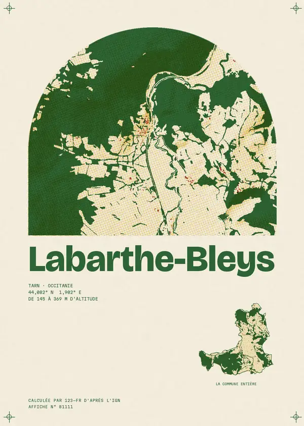 Affiche de Labarthe-Bleys, calculée par 123-fr d'après l'IGN