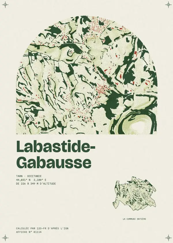 Affiche de Labastide-Gabausse, calculée par 123-fr d'après l'IGN