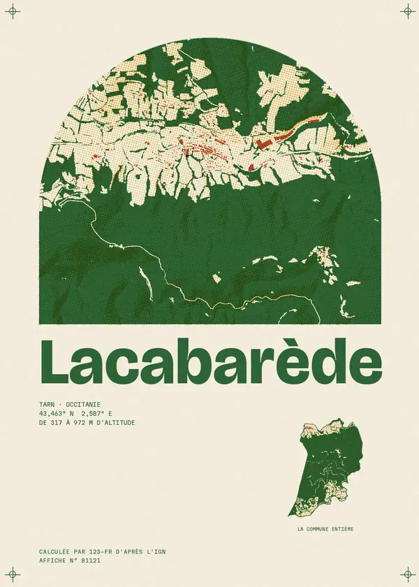 Affiche de Lacabarède, calculée par 123-fr d'après l'IGN