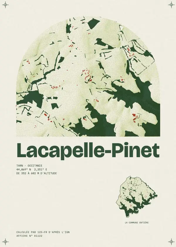 Affiche de Lacapelle-Pinet, calculée par 123-fr d'après l'IGN