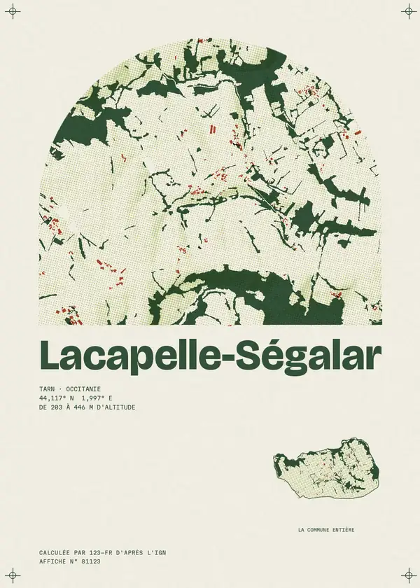 Affiche de Lacapelle-Ségalar, calculée par 123-fr d'après l'IGN