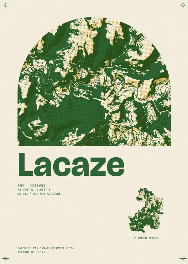 Affiche de Lacaze, calculée par 123-fr d'après l'IGN