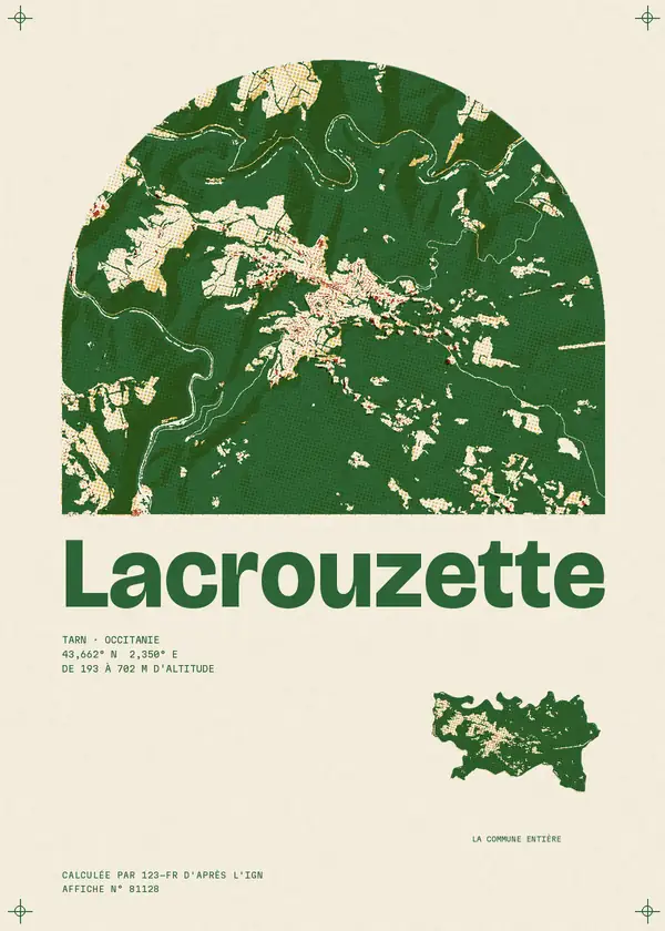 Affiche de Lacrouzette, calculée par 123-fr d'après l'IGN