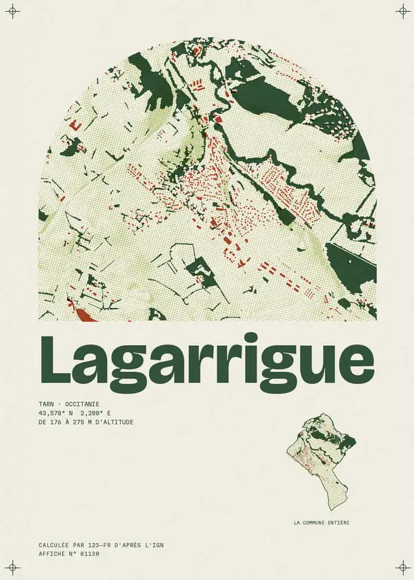 Affiche de Lagarrigue, calculée par 123-fr d'après l'IGN