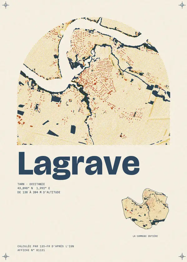 Affiche de Lagrave, calculée par 123-fr d'après l'IGN
