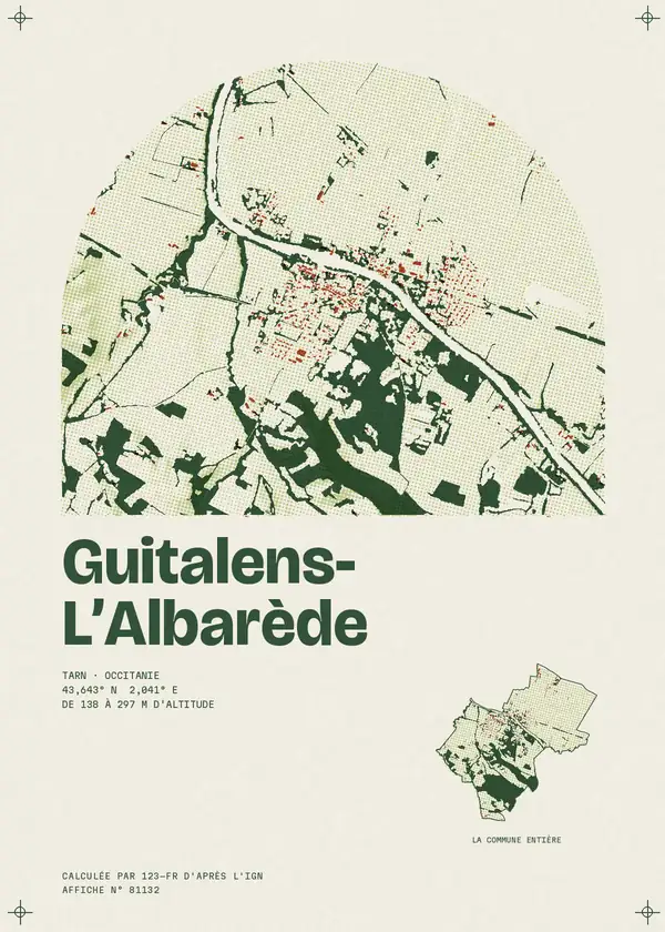 Affiche de Guitalens-L'Albarède, calculée par 123-fr d'après l'IGN