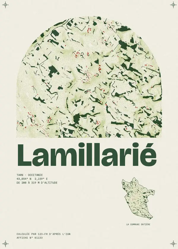 Affiche de Lamillarié, calculée par 123-fr d'après l'IGN