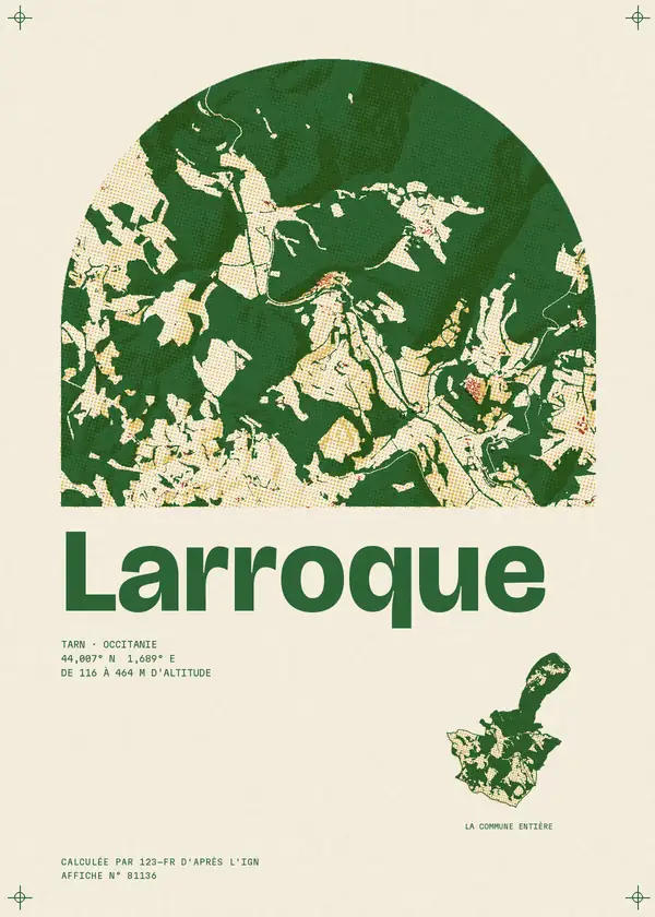 Affiche de Larroque, calculée par 123-fr d'après l'IGN