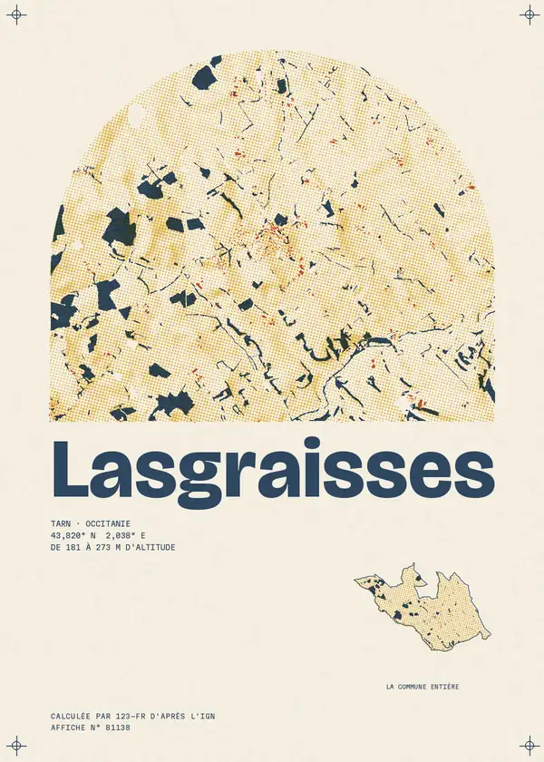 Affiche de Lasgraisses, calculée par 123-fr d'après l'IGN