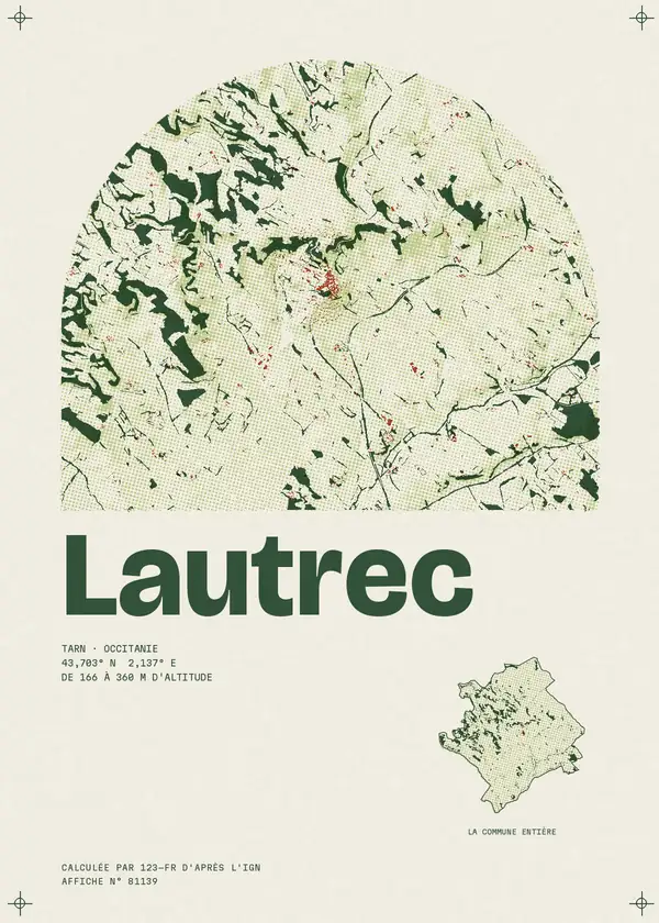 Affiche de Lautrec, calculée par 123-fr d'après l'IGN
