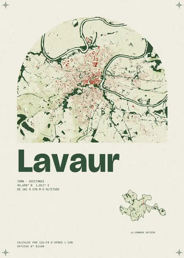 Affiche de Lavaur, calculée par 123-fr d'après l'IGN