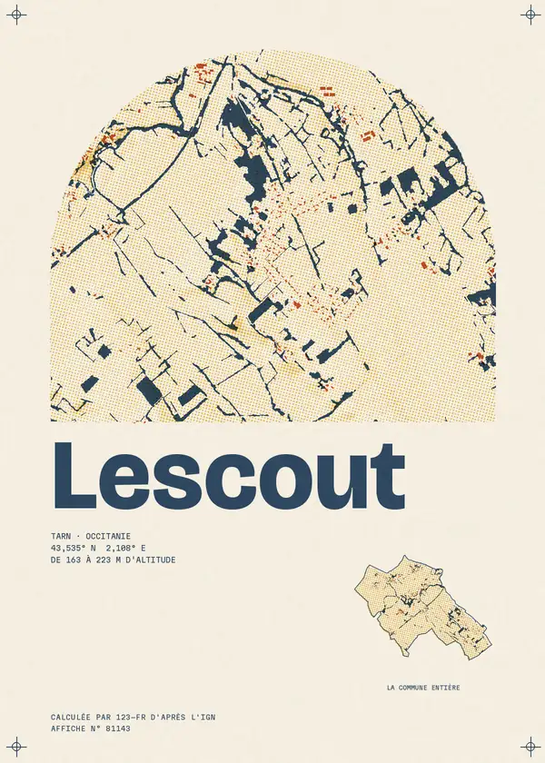 Affiche de Lescout, calculée par 123-fr d'après l'IGN