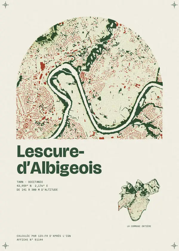 Affiche de Lescure-d'Albigeois, calculée par 123-fr d'après l'IGN