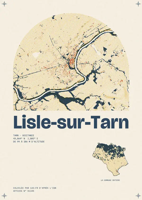 Affiche de Lisle-sur-Tarn, calculée par 123-fr d'après l'IGN