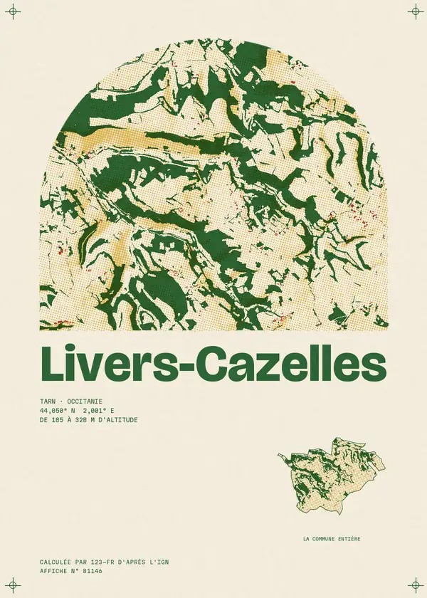Affiche de Livers-Cazelles, calculée par 123-fr d'après l'IGN