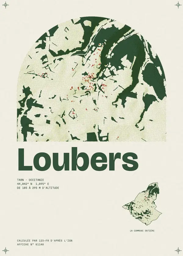 Affiche de Loubers, calculée par 123-fr d'après l'IGN