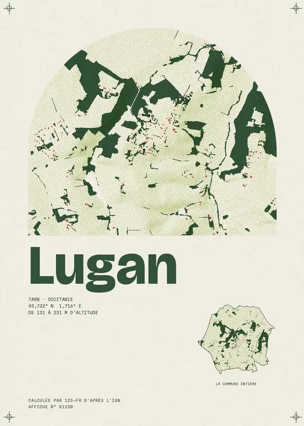 Affiche de Lugan, calculée par 123-fr d'après l'IGN