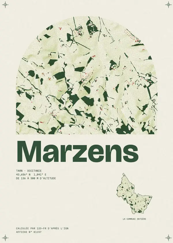 Affiche de Marzens, calculée par 123-fr d'après l'IGN