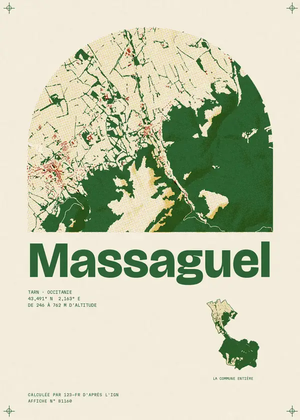 Affiche de Massaguel, calculée par 123-fr d'après l'IGN