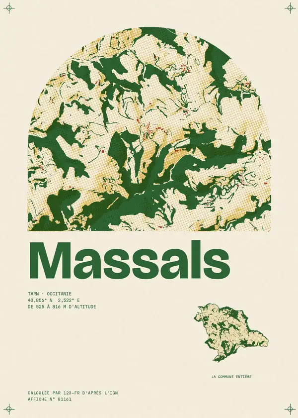 Affiche de Massals, calculée par 123-fr d'après l'IGN