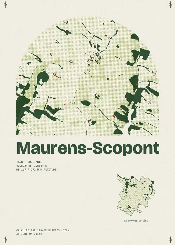 Affiche de Maurens-Scopont, calculée par 123-fr d'après l'IGN