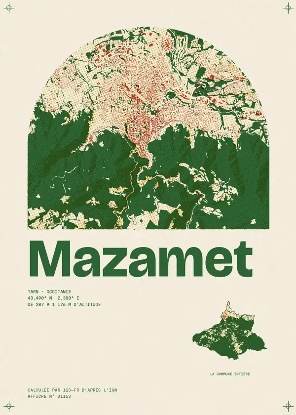 Affiche de Mazamet, calculée par 123-fr d'après l'IGN