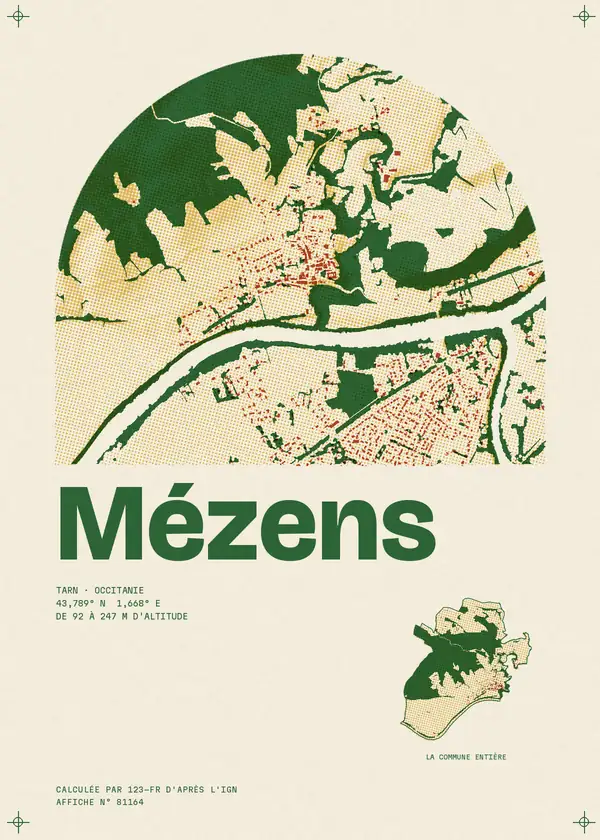 Affiche de Mézens, calculée par 123-fr d'après l'IGN