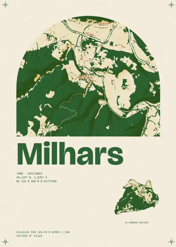 Affiche de Milhars, calculée par 123-fr d'après l'IGN