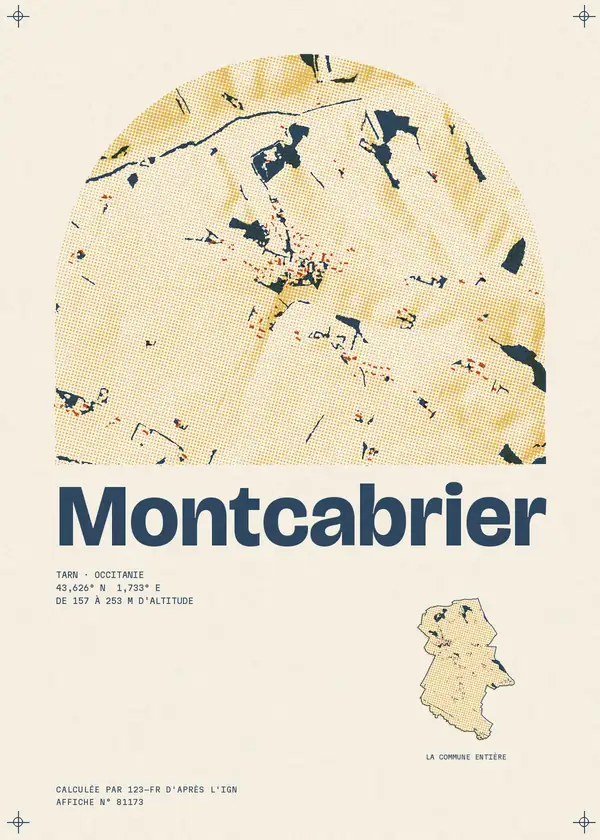 Affiche de Montcabrier, calculée par 123-fr d'après l'IGN