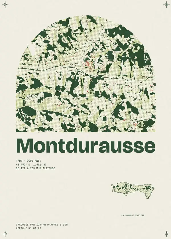 Affiche de Montdurausse, calculée par 123-fr d'après l'IGN