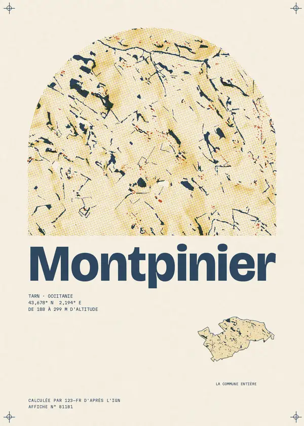 Affiche de Montpinier, calculée par 123-fr d'après l'IGN