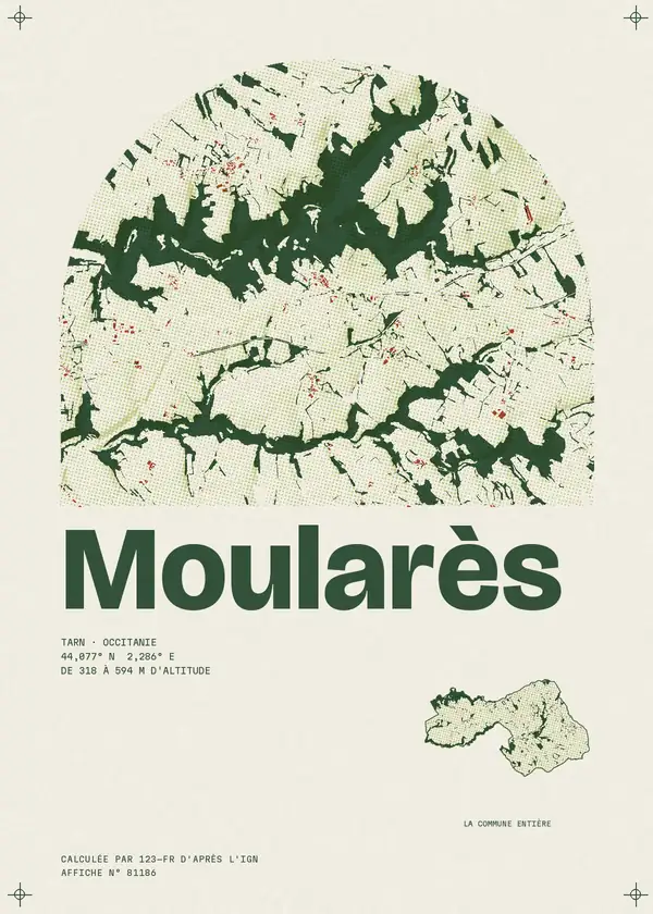 Affiche de Moularès, calculée par 123-fr d'après l'IGN