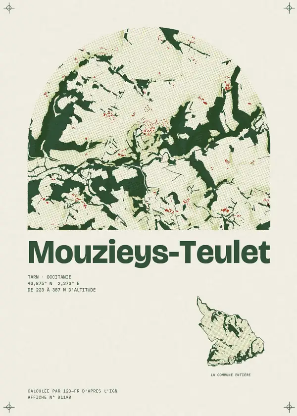 Affiche de Mouzieys-Teulet, calculée par 123-fr d'après l'IGN