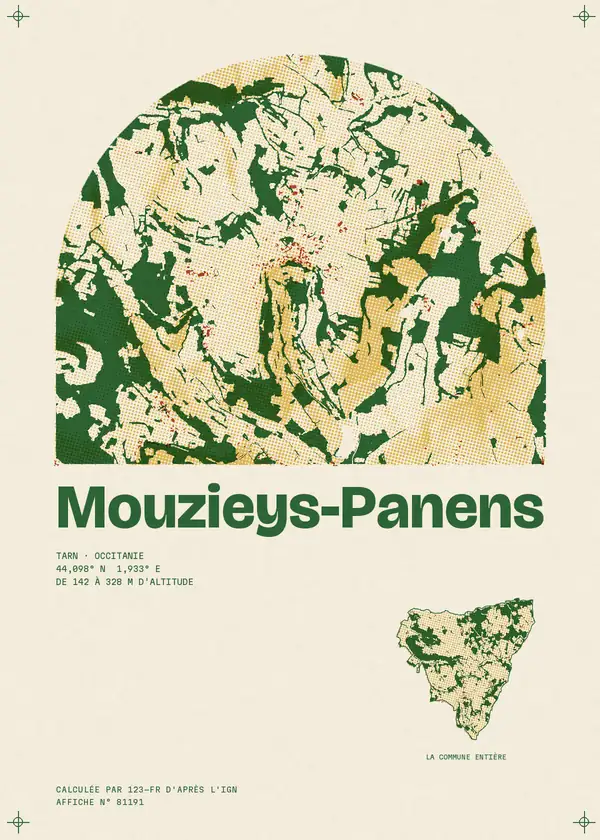 Affiche de Mouzieys-Panens, calculée par 123-fr d'après l'IGN