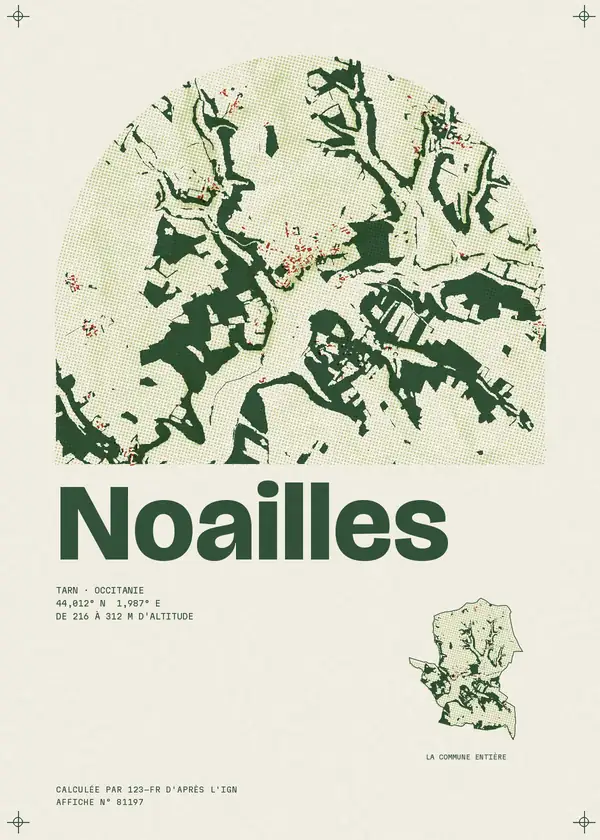 Affiche de Noailles, calculée par 123-fr d'après l'IGN