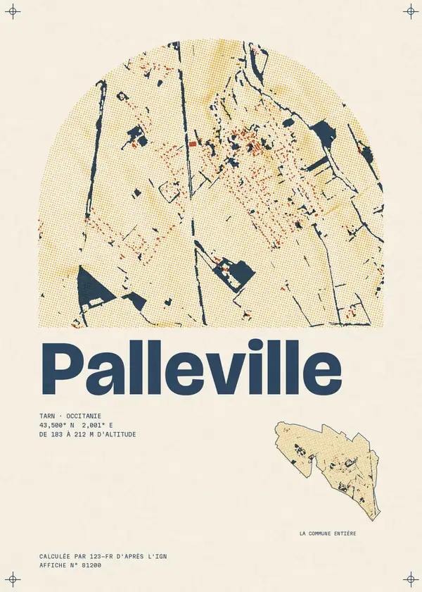 Affiche de Palleville, calculée par 123-fr d'après l'IGN