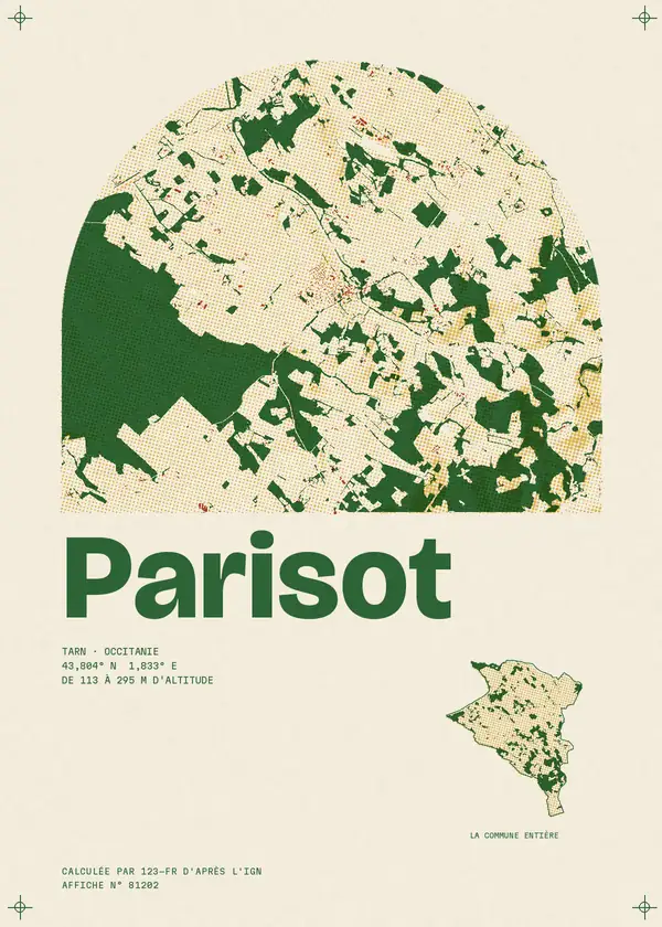 Affiche de Parisot, calculée par 123-fr d'après l'IGN