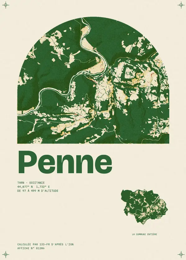 Affiche de Penne, calculée par 123-fr d'après l'IGN